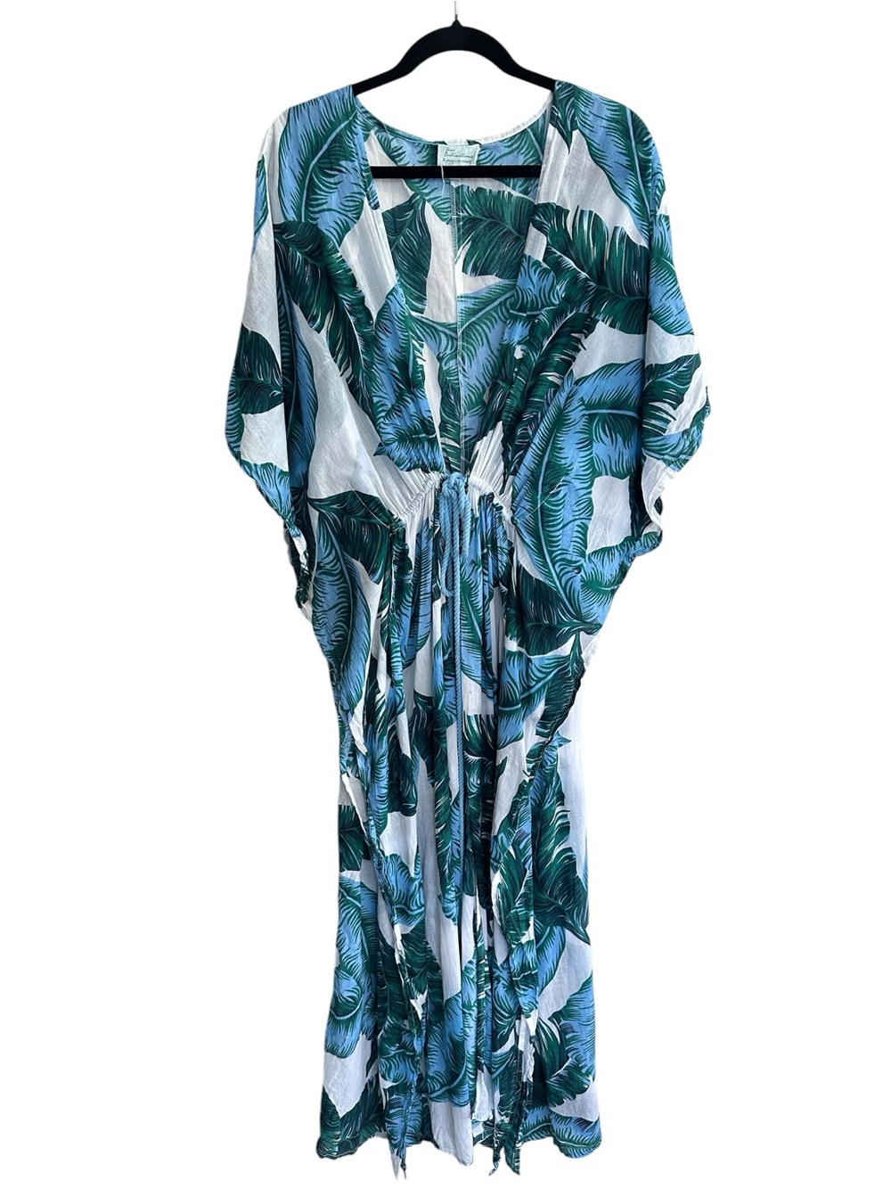 True Destinations Large Swim Cover Up Dress Open Front W/ Tie Tassels Side Slits